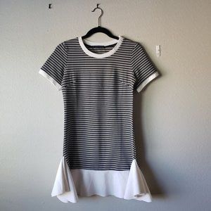 NYLA Basic Black and White Stripes Dress With Ruffle S